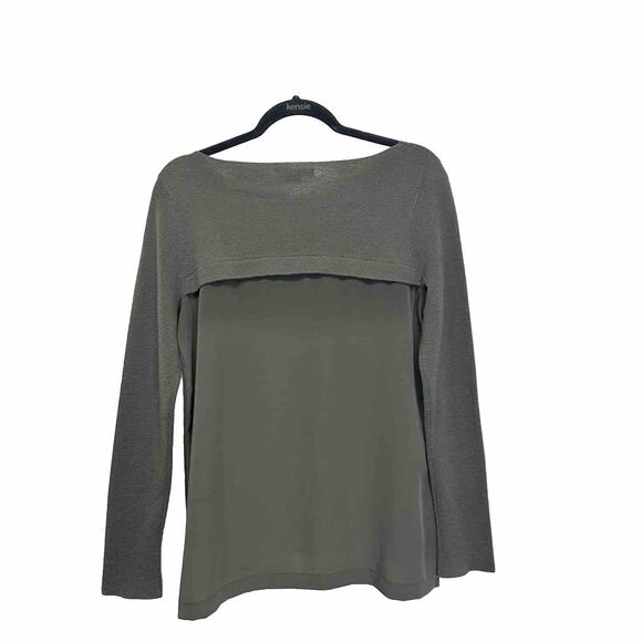 Vince Womens Long Sleeve Scoop Neck Sweatshirt Green 100% Wool Sz. Small‎ P. - Picture 2 of 10